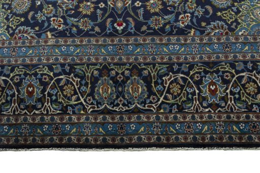 Full view of 2000s Kashmar rug from Iran / Persia, 400 × 293 cm in Blue tones