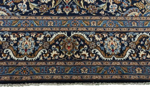Full view of 2000s Kashmar rug from Iran / Persia, 390 × 295 cm in Blue tones