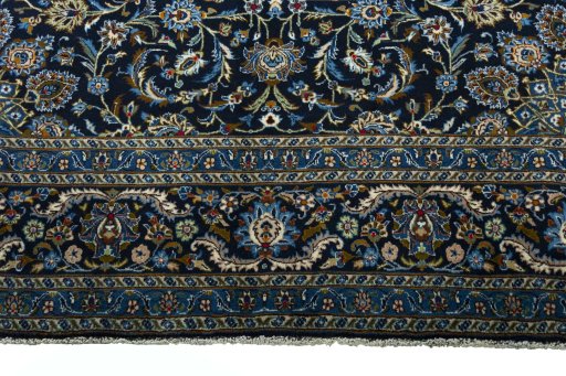 Full view of 2000s Kashmar rug from Iran / Persia, 340 × 253 cm in Blue tones