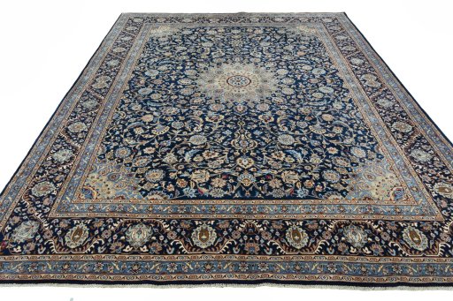 Surface texture of 2000s Kashmar rug with natural Wool and intricate pattern