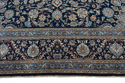 Full view of 2000s Kashmar rug from Iran / Persia, 400 × 305 cm in Blue tones