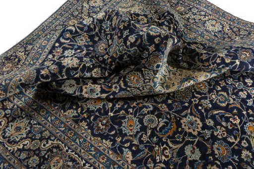 Surface texture of 2000s Kashmar rug with natural Wool and intricate pattern