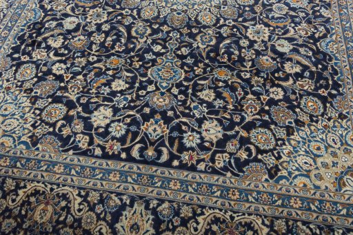 Close-up detail of 2000s Kashmar rug from Iran / Persia showing Wool weave