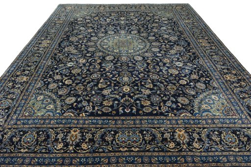Surface texture of 2000s Kashmar rug with natural Wool and intricate pattern