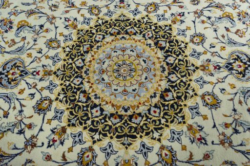 Central medallion detail of 2000s Kashmar rug from Iran / Persia