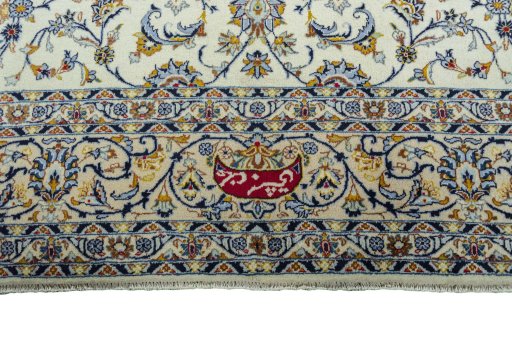 Full view of 2000s Kashmar rug from Iran / Persia, 382 × 295 cm in Beige tones