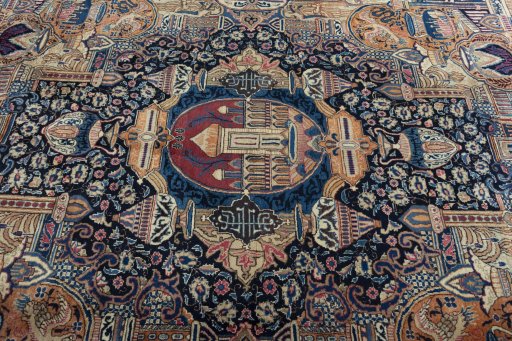 Central medallion detail of 1970s Kashmar rug from Iran / Persia