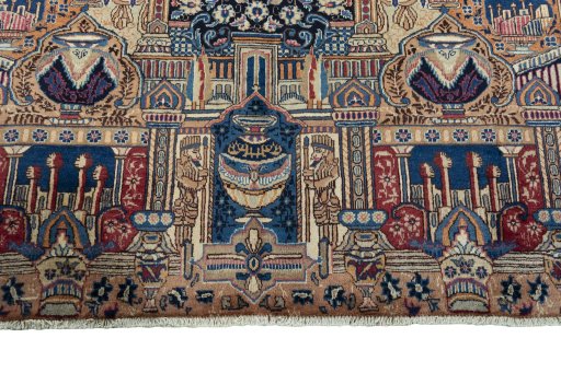 Full view of 1970s Kashmar rug from Iran / Persia, 289 × 200 cm in Multi Color tones