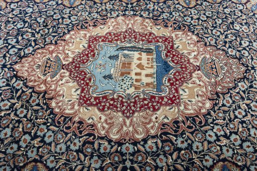 Central medallion detail of 1970s Kashmar rug from Iran / Persia
