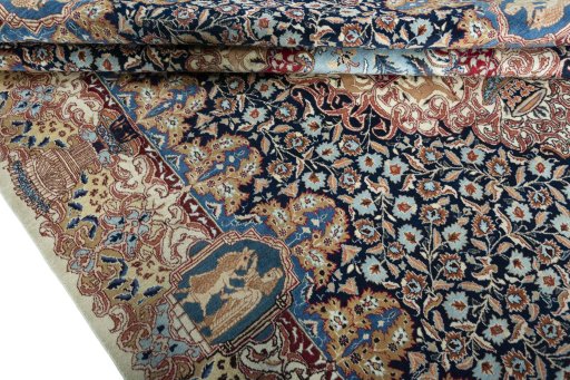 Close-up detail of 1970s Kashmar rug from Iran / Persia showing Wool weave