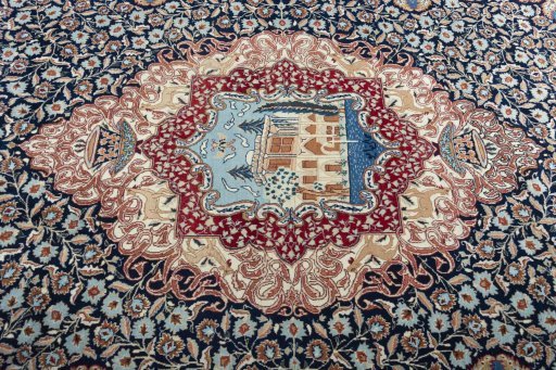 Central medallion detail of 1970s Kashmar rug from Iran / Persia