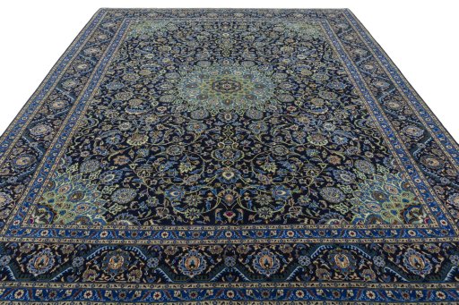 Surface texture of 2000s Kashmar rug with natural Wool and intricate pattern