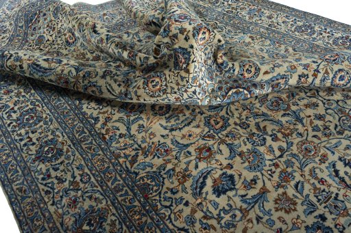 Surface texture of 2000s Kashmar rug with natural Wool and intricate pattern