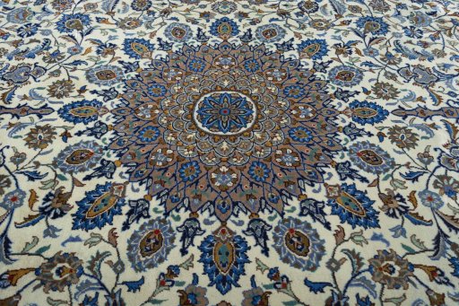 Central medallion detail of 2000s Kashmar rug from Iran / Persia