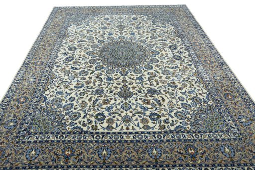 Surface texture of 2000s Kashmar rug with natural Wool and intricate pattern