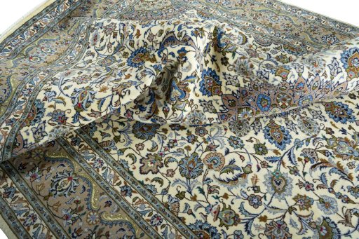 Surface texture of 2000s Kashmar rug with natural Wool and intricate pattern