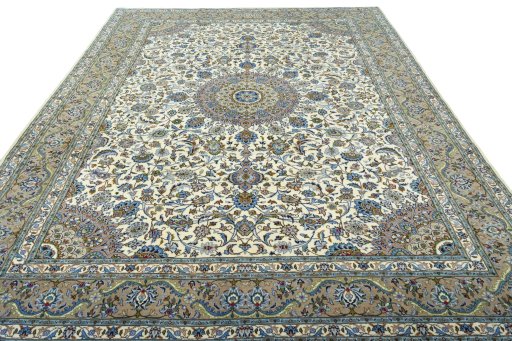Surface texture of 2000s Kashmar rug with natural Wool and intricate pattern