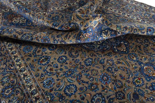Surface texture of 2000s Kashmar rug with natural Wool and intricate pattern