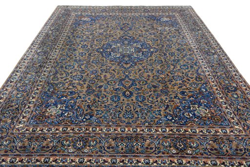 Surface texture of 2000s Kashmar rug with natural Wool and intricate pattern