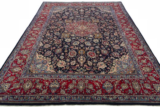 Surface texture of 2000s Kashmar rug with natural Wool and intricate pattern