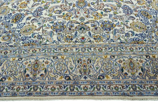 Full view of 2000s Kashmar rug from Iran / Persia, 381 × 292 cm in Beige tones