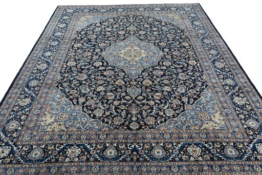 Surface texture of 2000s Kashmar rug with natural Wool and intricate pattern