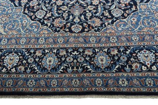 Full view of 2000s Kashmar rug from Iran / Persia, 395 × 304 cm in Blue tones