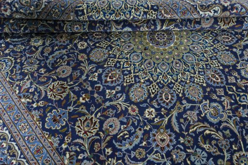 Close-up detail of 2000s Kashmar rug from Iran / Persia showing Wool weave