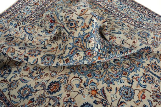 Surface texture of 2000s Kashmar rug with natural Wool and intricate pattern