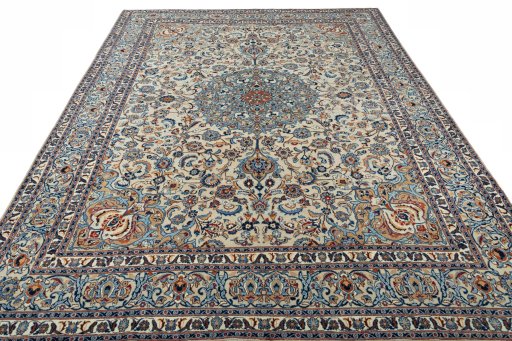 Surface texture of 2000s Kashmar rug with natural Wool and intricate pattern