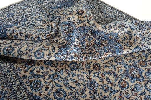 Surface texture of 2000s Kashmar rug with natural Wool and intricate pattern