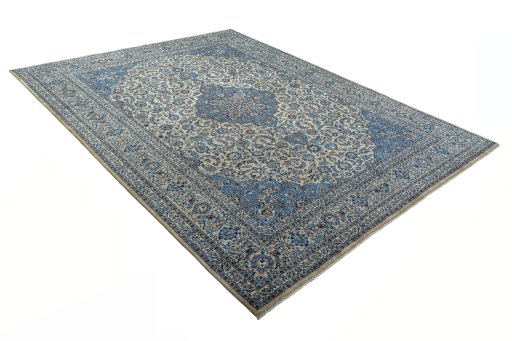 Close-up detail of 2000s Kashmar rug from Iran / Persia showing Wool weave