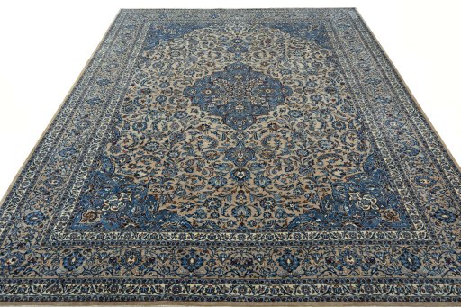 Surface texture of 2000s Kashmar rug with natural Wool and intricate pattern