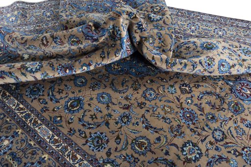 Surface texture of 2000s Kashmar rug with natural Wool and intricate pattern