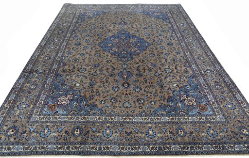 Surface texture of 2000s Kashmar rug with natural Wool and intricate pattern