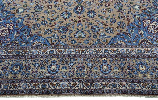 Full view of 2000s Kashmar rug from Iran / Persia, 400 × 295 cm in Brown tones