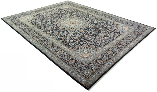 Close-up detail of 2000s Kashmar rug from Iran / Persia showing Wool weave