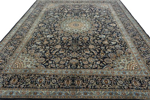 Surface texture of 2000s Kashmar rug with natural Wool and intricate pattern