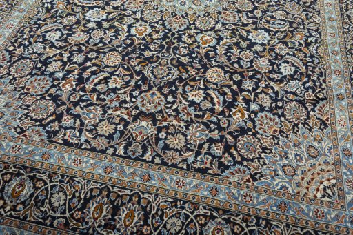 Close-up detail of 2000s Kashmar rug from Iran / Persia showing Wool weave