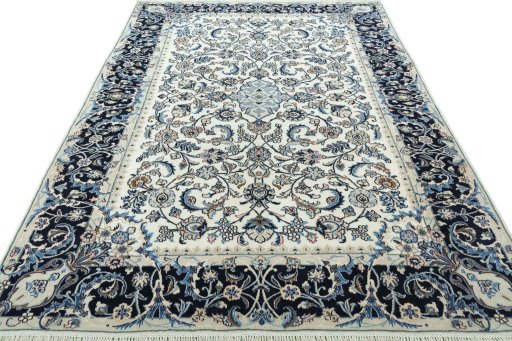 Surface texture of 2000s Kashmar rug with natural Wool and intricate pattern