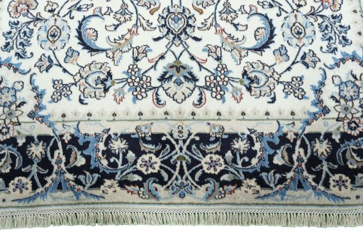 Full view of 2000s Kashmar rug from Iran / Persia, 281 × 196 cm in Beige tones