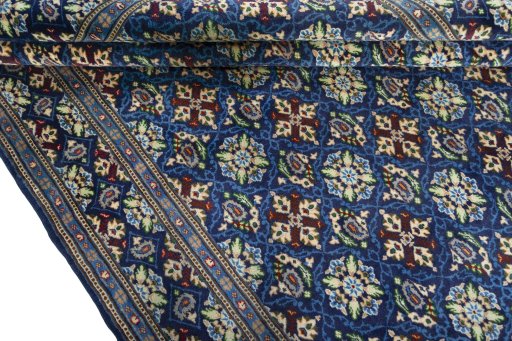 Full view of 2000s Kashmar rug from Iran / Persia, 282 × 196 cm in Blue tones
