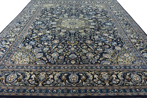 Surface texture of 2000s Kashmar rug with natural Wool and intricate pattern