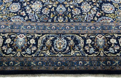 Full view of 2000s Kashmar rug from Iran / Persia, 401 × 314 cm in Blue tones
