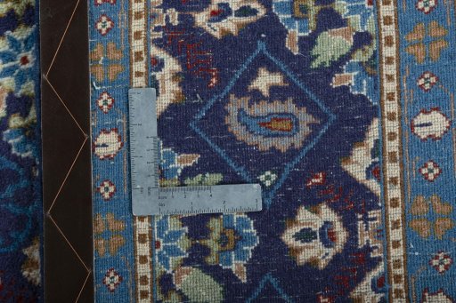 Close-up detail of 2000s Kashmar rug from Iran / Persia showing Wool weave
