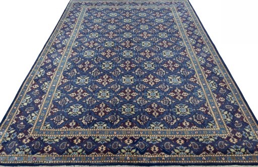 Surface texture of 2000s Kashmar rug with natural Wool and intricate pattern