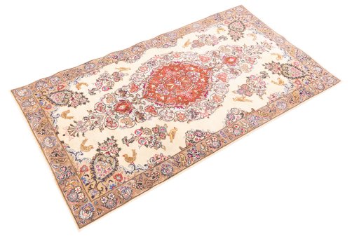 Corner detail of 2005s Kashmar rug showing border pattern and Wool pile