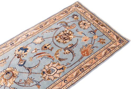 Surface texture of 1980s Kashmar rug with natural Wool and intricate pattern