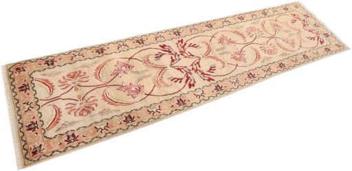 Corner detail of 2000s Kashmar rug showing border pattern and Wool pile