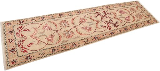 Close-up detail of 2000s Kashmar rug from Iran / Persia showing Wool weave